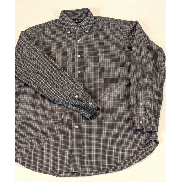 Ralph Lauren Classic Fit Shirt Mens Med Brown Plaid Long Sleeve Check - Picture 4 of 11
